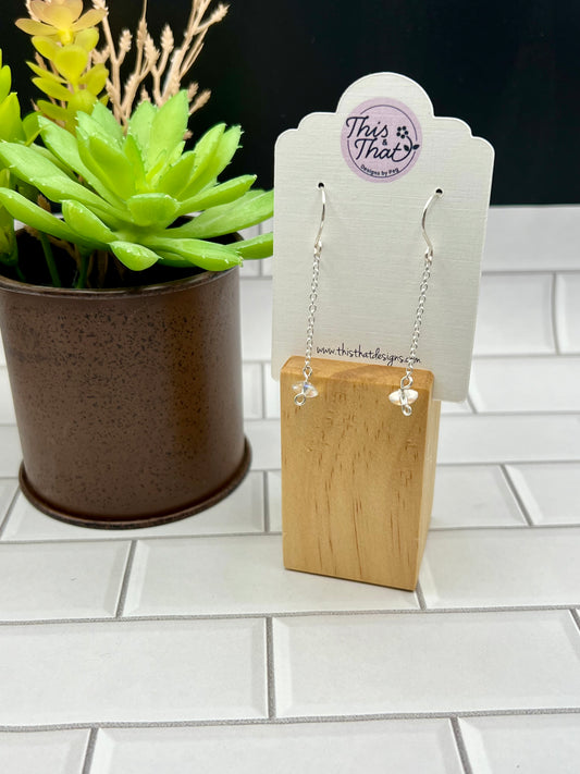 a pair of earrings sitting next to a potted plant