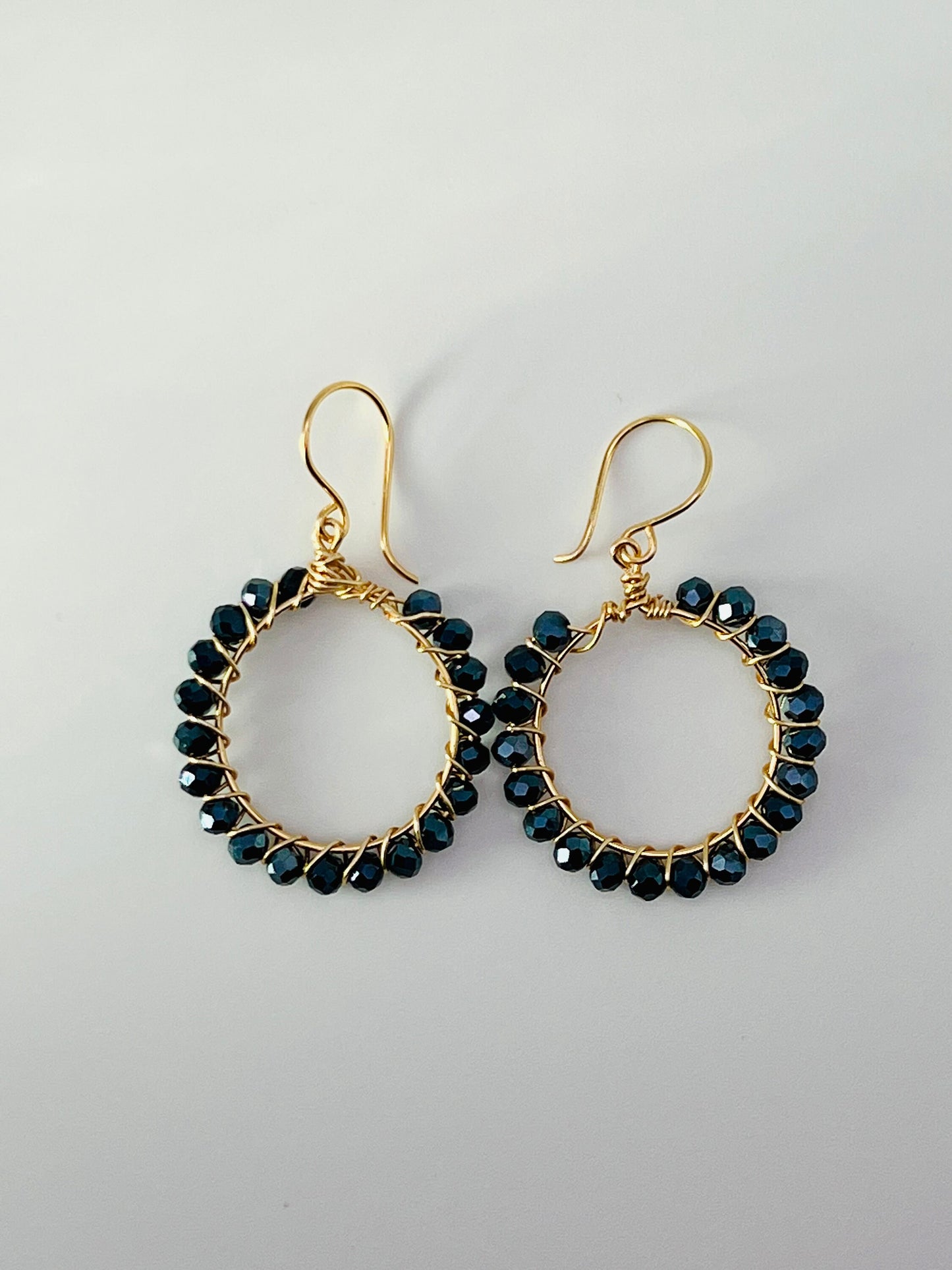 Gold and Black Hoop Earrings