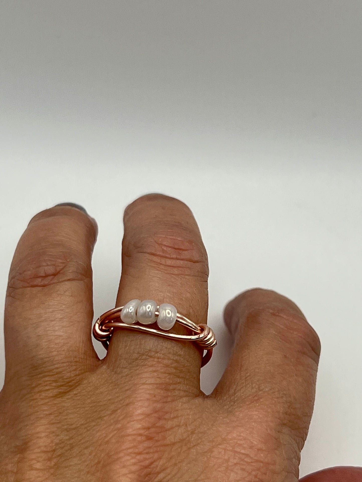 Rose Gold and Three-Pearl Dainty Ring