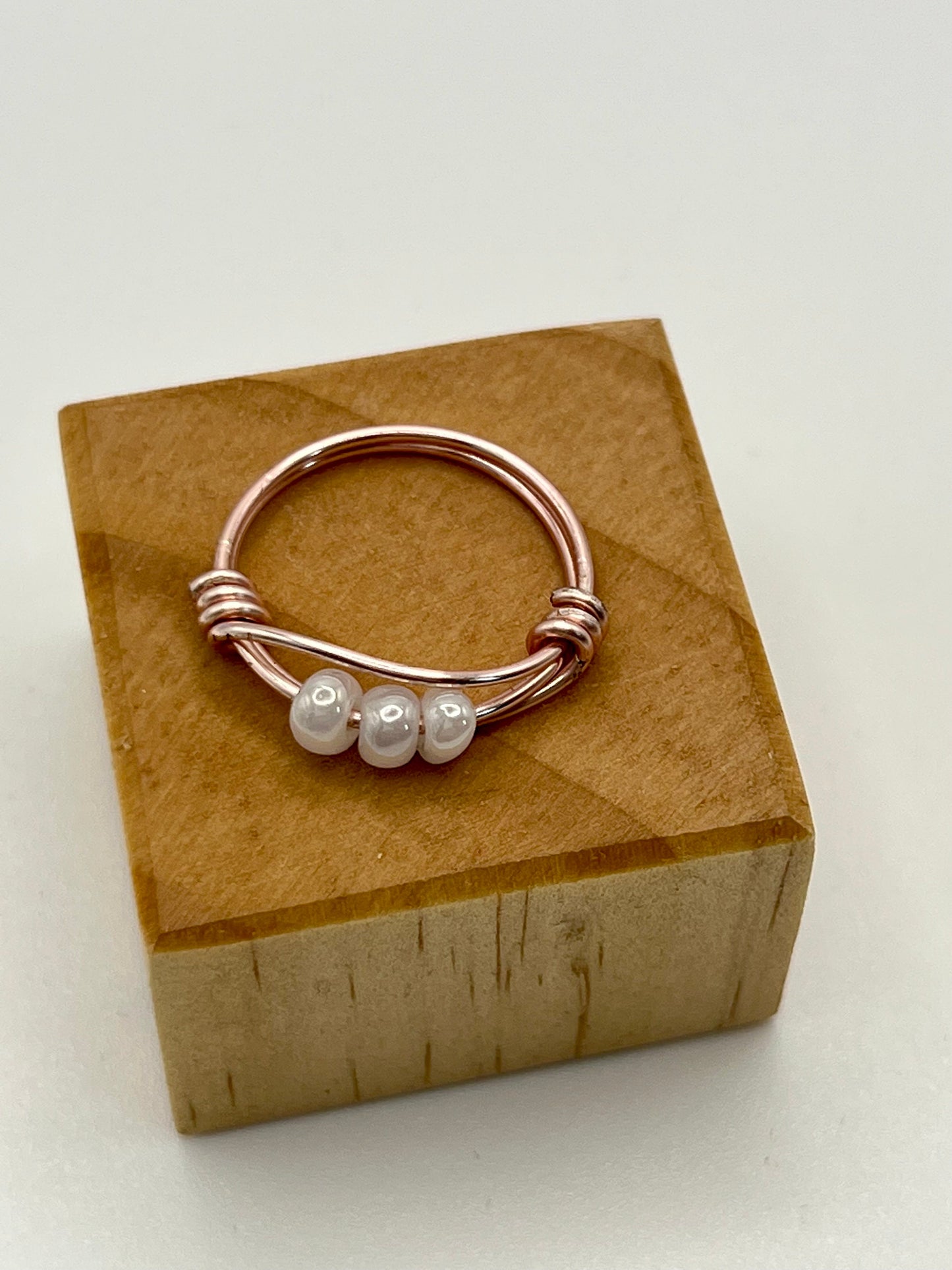 Rose Gold and Three-Pearl Dainty Ring