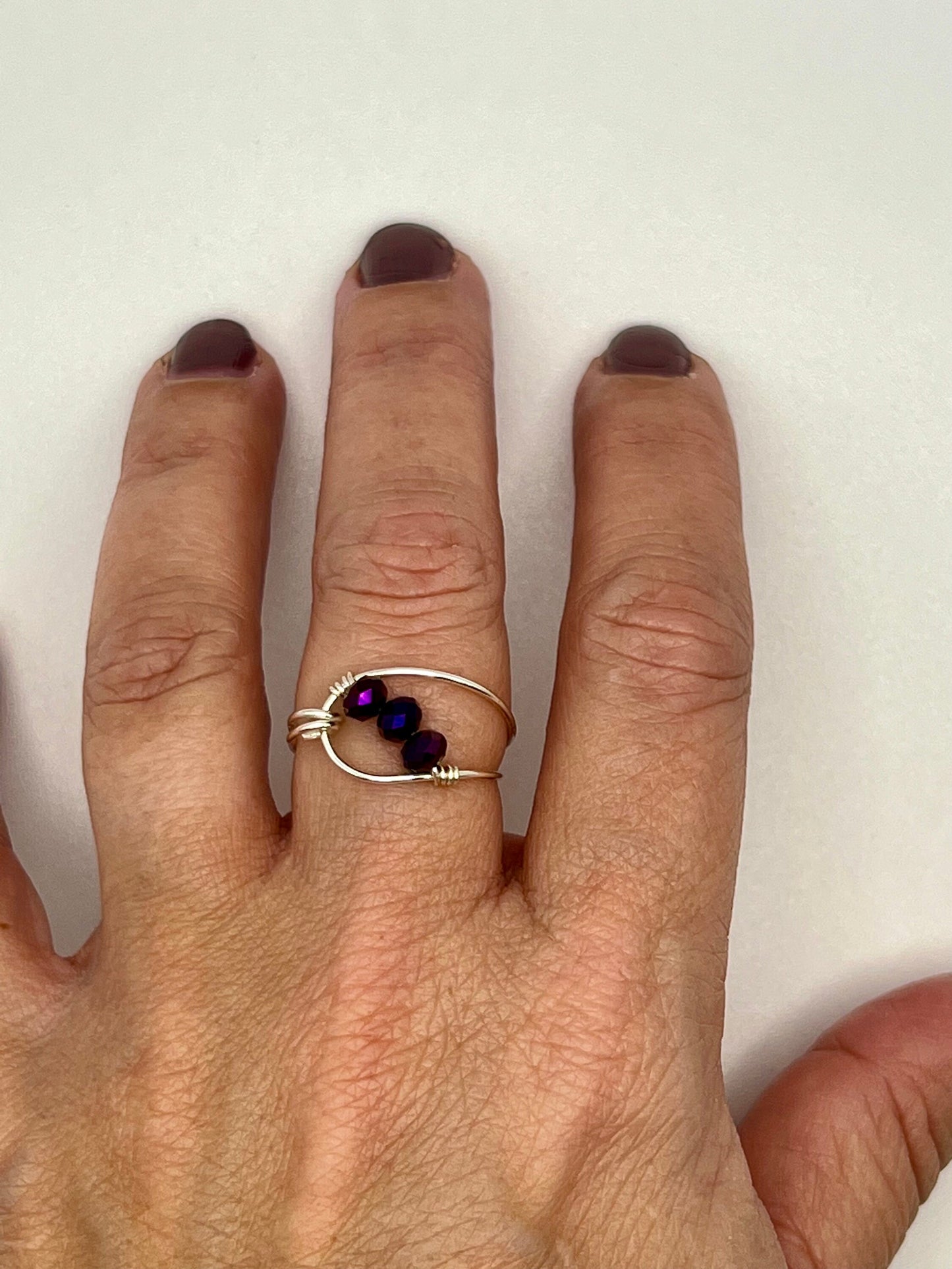 Deep Purple Uniquely Wire-Wrapped Ring