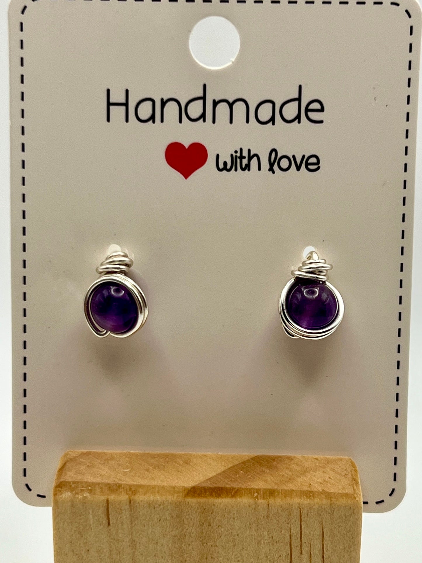 Purple Glass Bead Stud Earrings