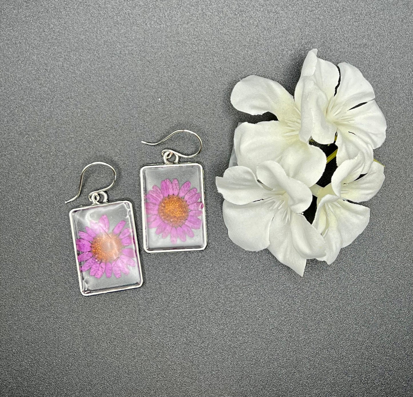 Purple Daisy Resin Earrings