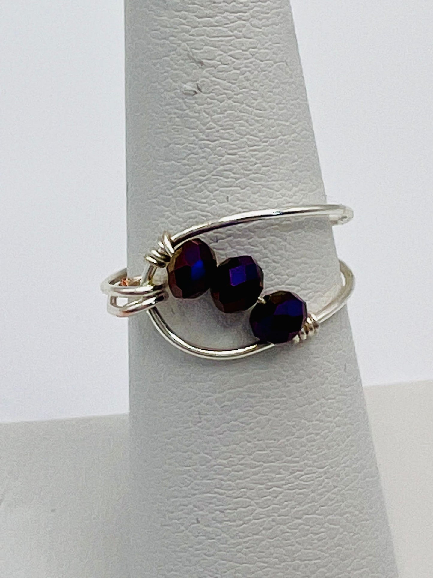 Deep Purple Uniquely Wire-Wrapped Ring