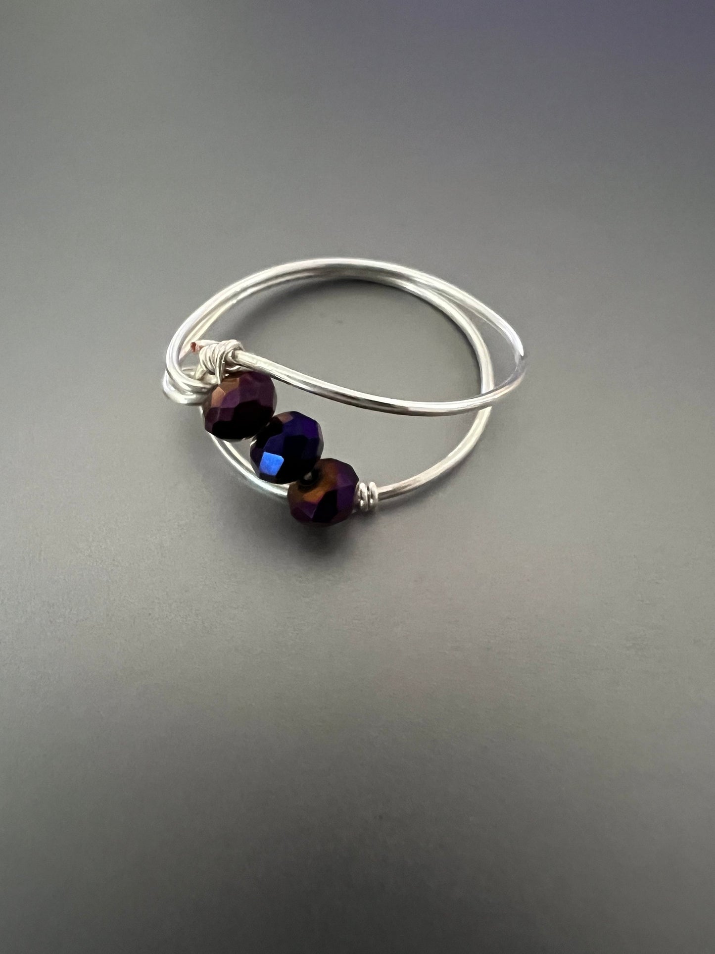 Deep Purple Uniquely Wire-Wrapped Ring