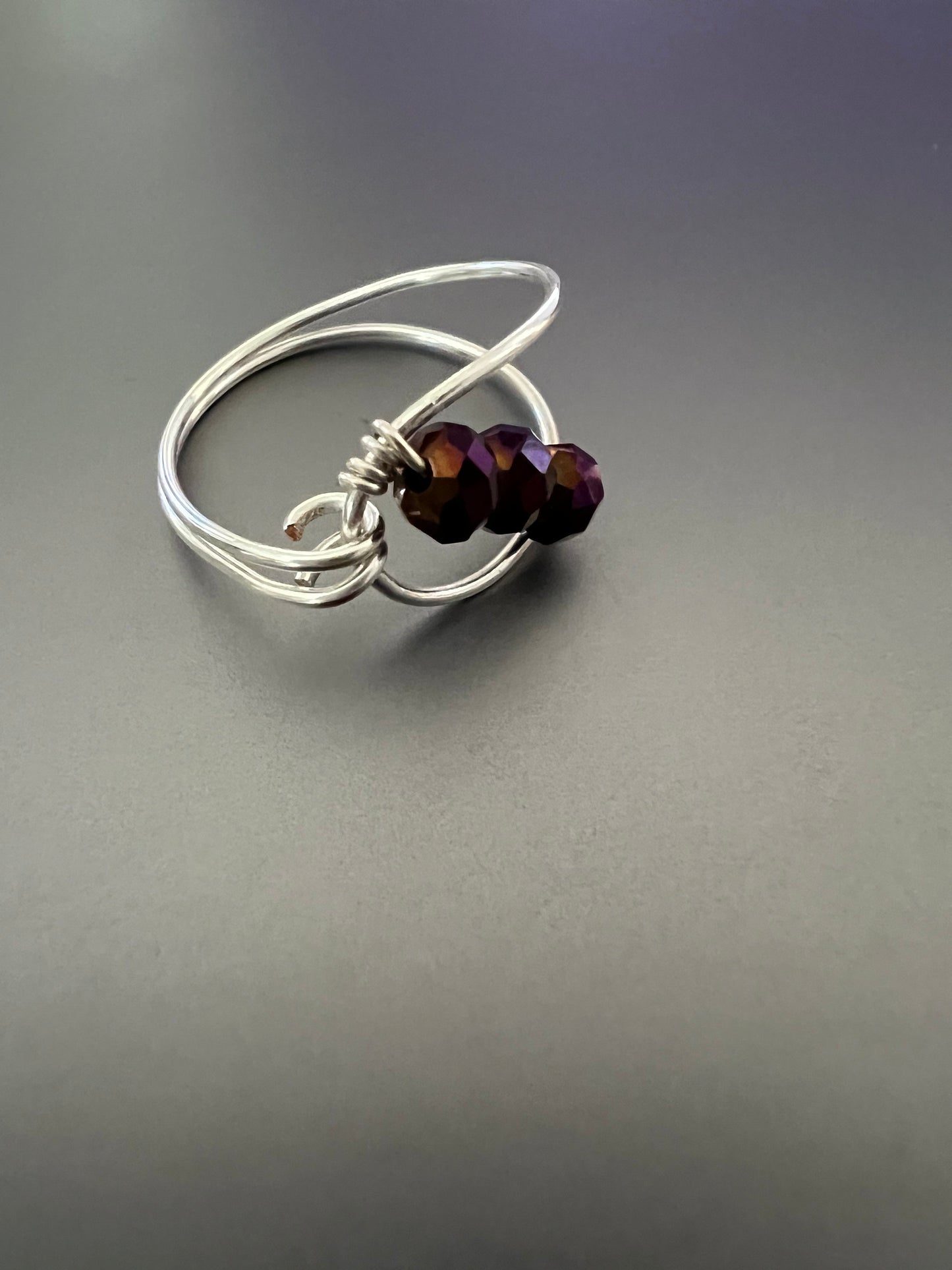 Deep Purple Uniquely Wire-Wrapped Ring